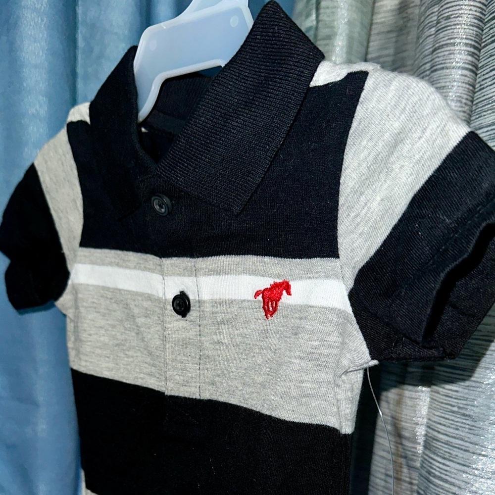 Wrangler (3-6)Months ~ My First Wrangler ~ Baby Boy Striped Polo Style T-Shirt